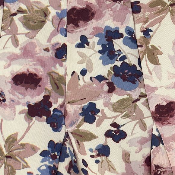 LC Lauren Conrad Runway SZ 10 Mini Skirt Floral Stretch Pleated Scuba Flared New - Picture 4 of 8